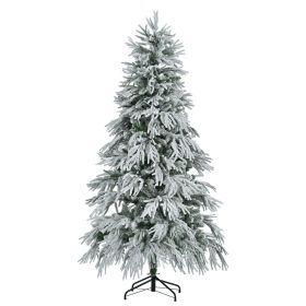 6 Feet Pre-installed Spruce Snow Cover Christmas Tree With 300 Multi-color LED Lights (Option: Green and white) 6 Feet Pre-installed Spruce Snow Cover Christmas Tree With 300 Multi-color LED Lights (Option: Green and white)
